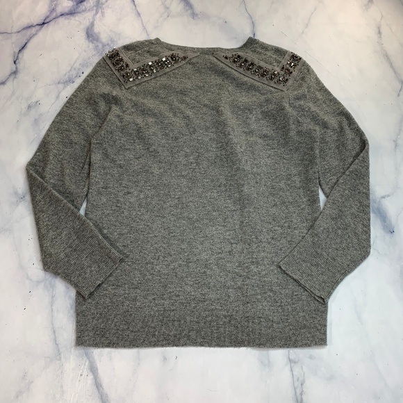 J. Crew Cashmere Blend Jeweled Shoulder Sweater - Picture 5 of 8